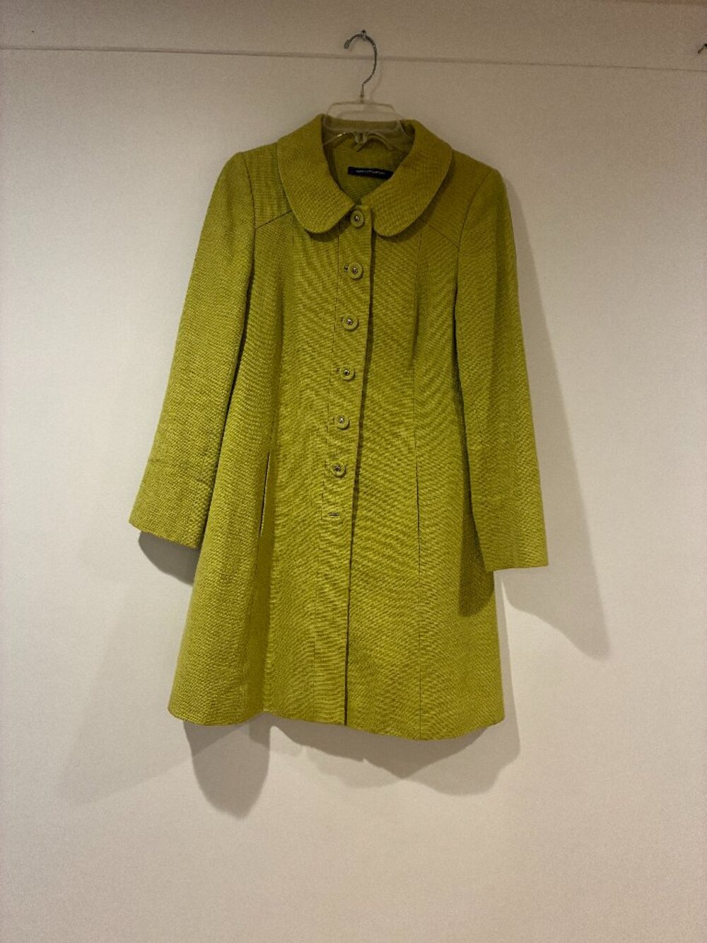 Boden Limited Edition Chartreuse Green Swing Coat Peter Pan Collar Sz 4